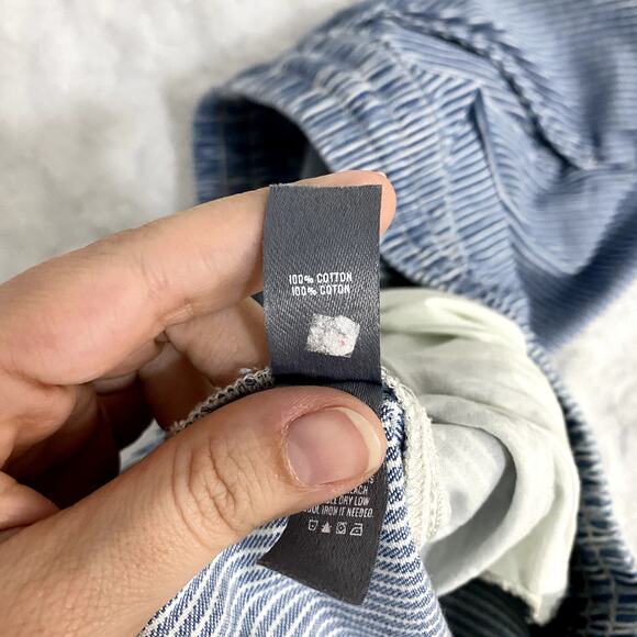 Aerie Blue Striped Chambray Pull-on Raw Hems Summer Beach Boho Shorts M - Picture 4 of 7